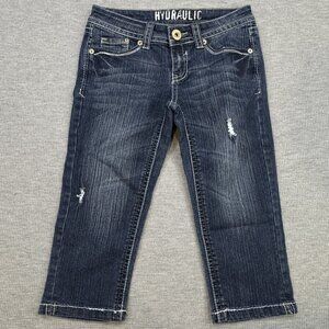 Hydraulic Womens Blue Distressed Denim Capri Jeans Low Rise Straight Size 5/6